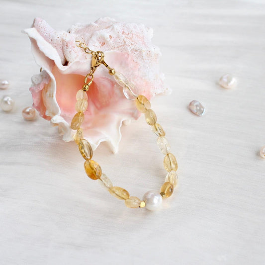 Lorelai｜Citrin & Perlen Armkette