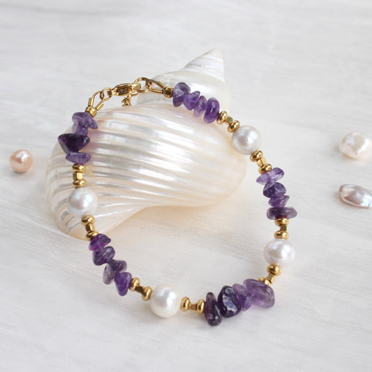 Melissa | Amethyst mit Perle Armkette