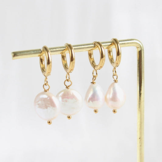 Angela｜Klassische Creolen mit Barockperle