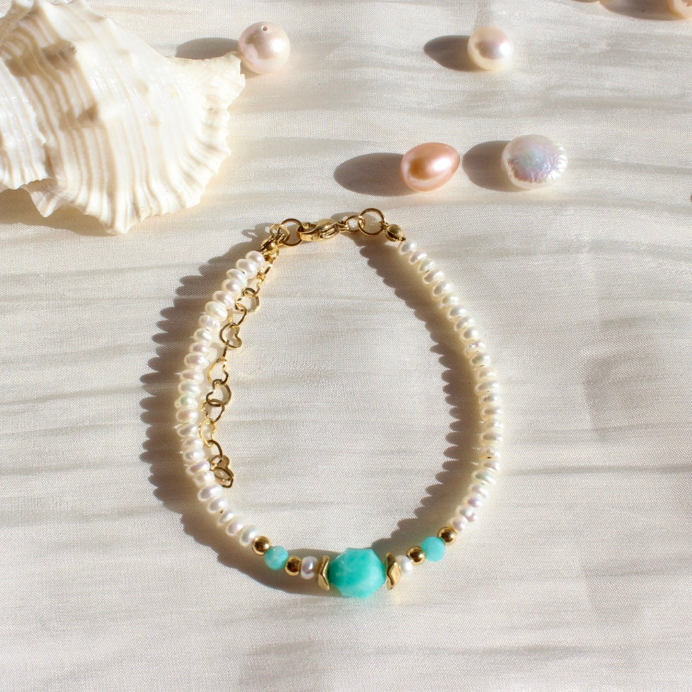 Bianca | Amazonit mit zarter Perle