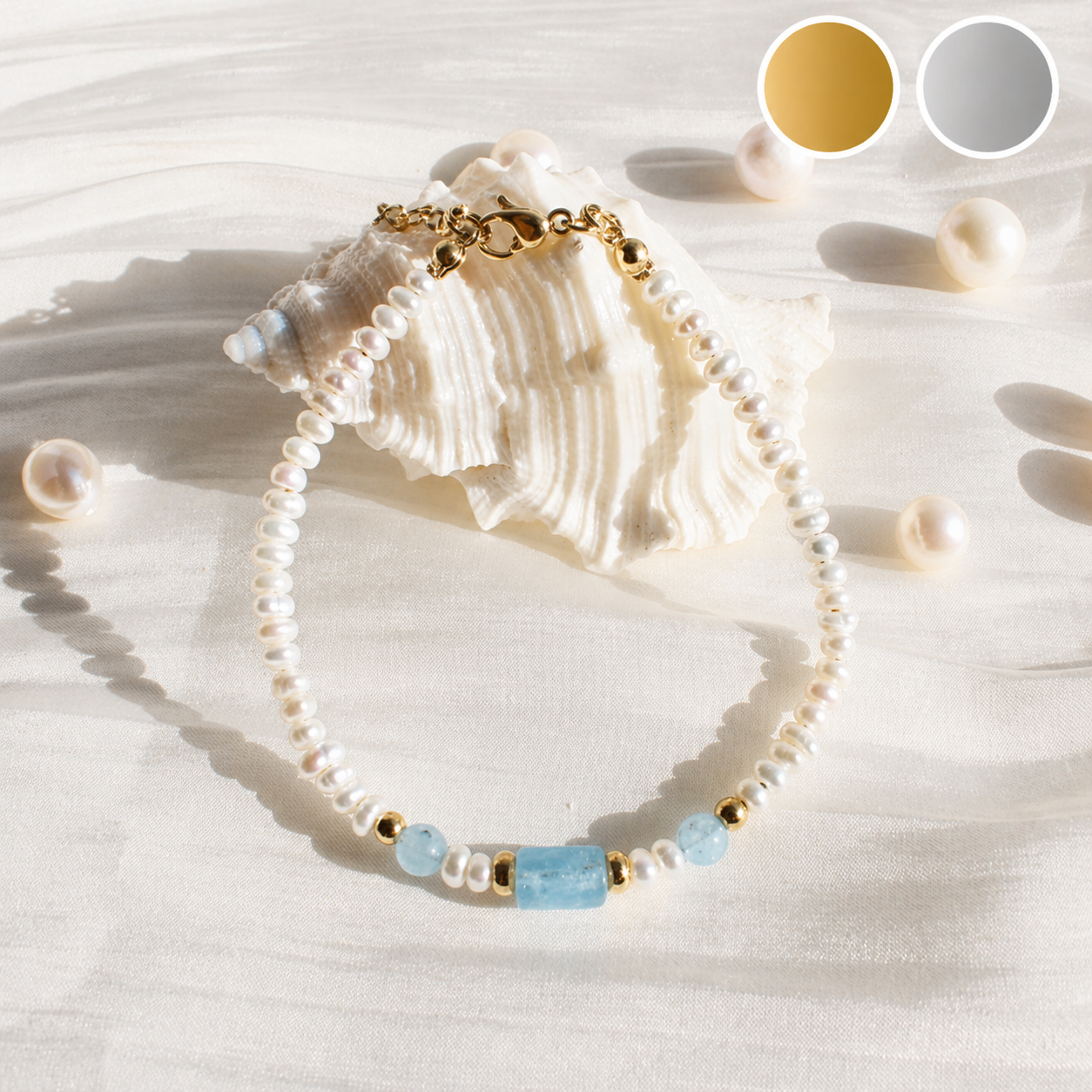 Bianca | Aquamarin mit zarter Perle