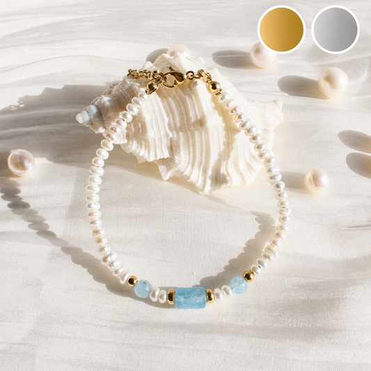 Bianca | Aquamarin mit zarter Perle