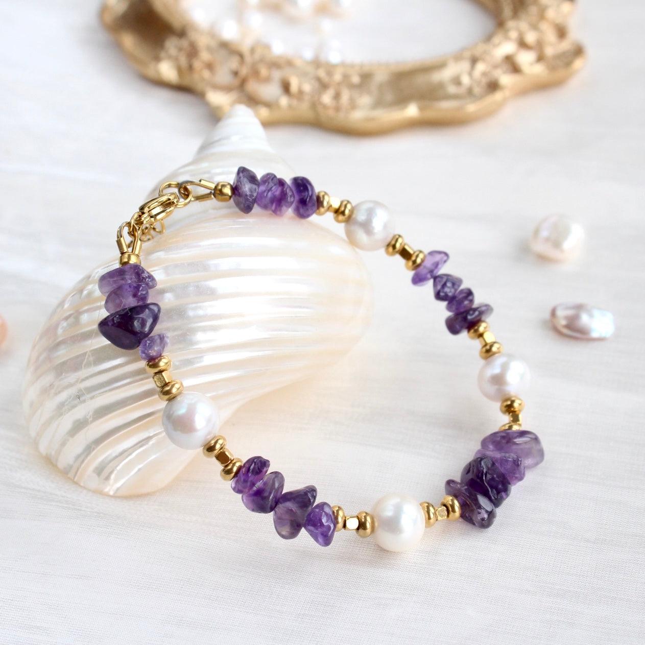 Melissa | Amethyst mit Perle Armkette