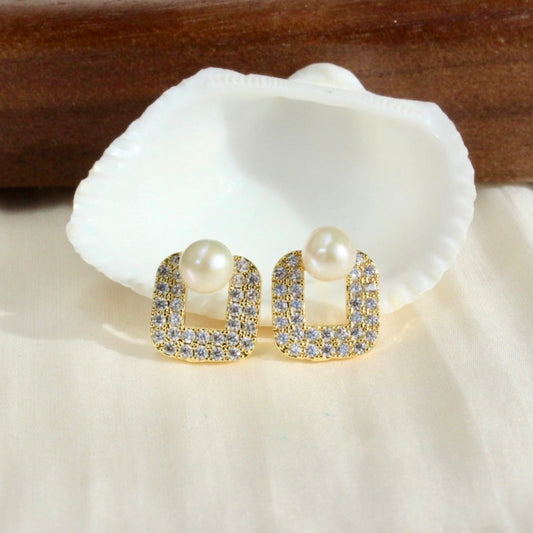 Ivy | Zirkonia Quadrat mit Perle - JK Jewelry & Accessories