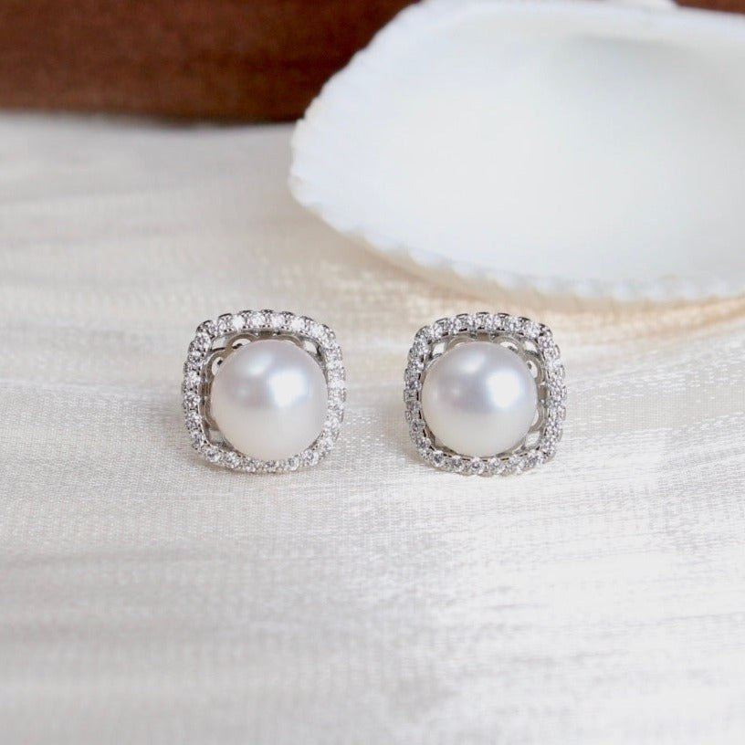 Josie｜Zirkonia Quadrat mit Perle - JK Jewelry & Accessories