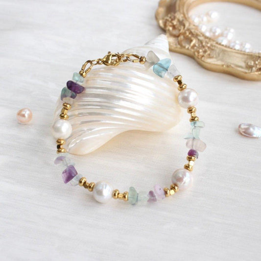  Fluorite mit Perle Armkette