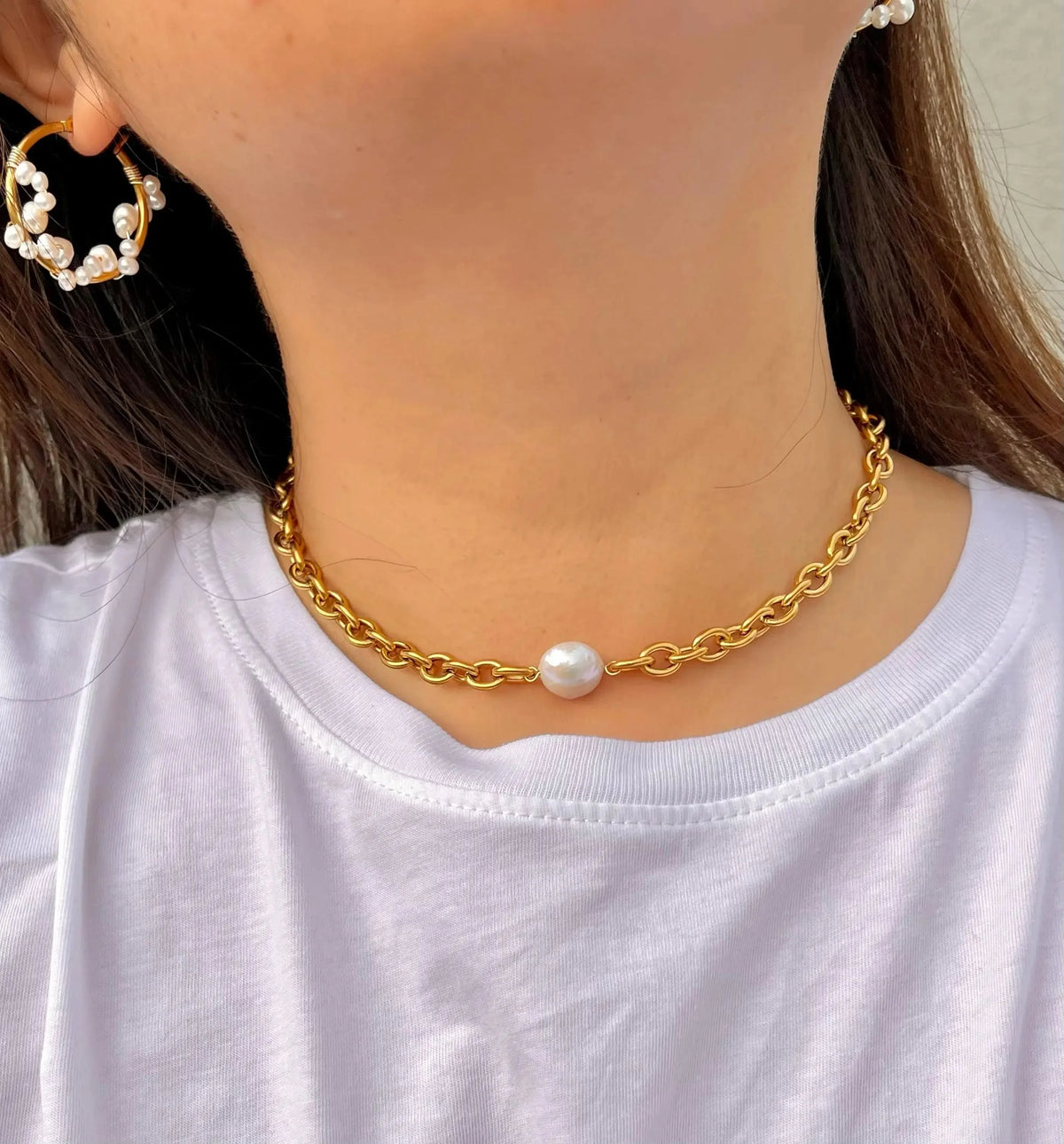 Collier De Perles Baroques D'eau Douce - Petites Perles Blanches - Occasion élégant