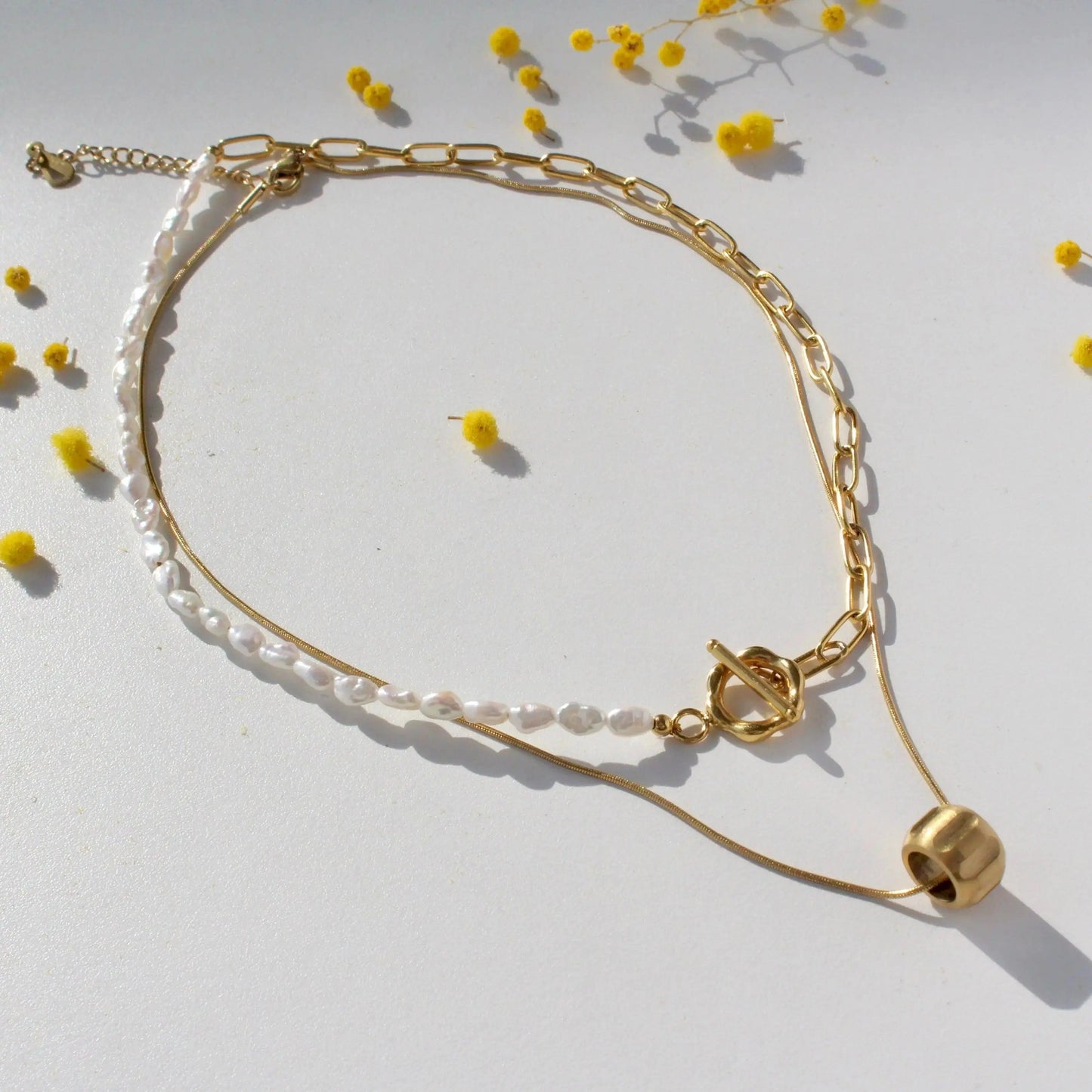 Doppelkette Blume & Barockperlen Set Schmuck Online ¦ JK Jewelry & Accessories
