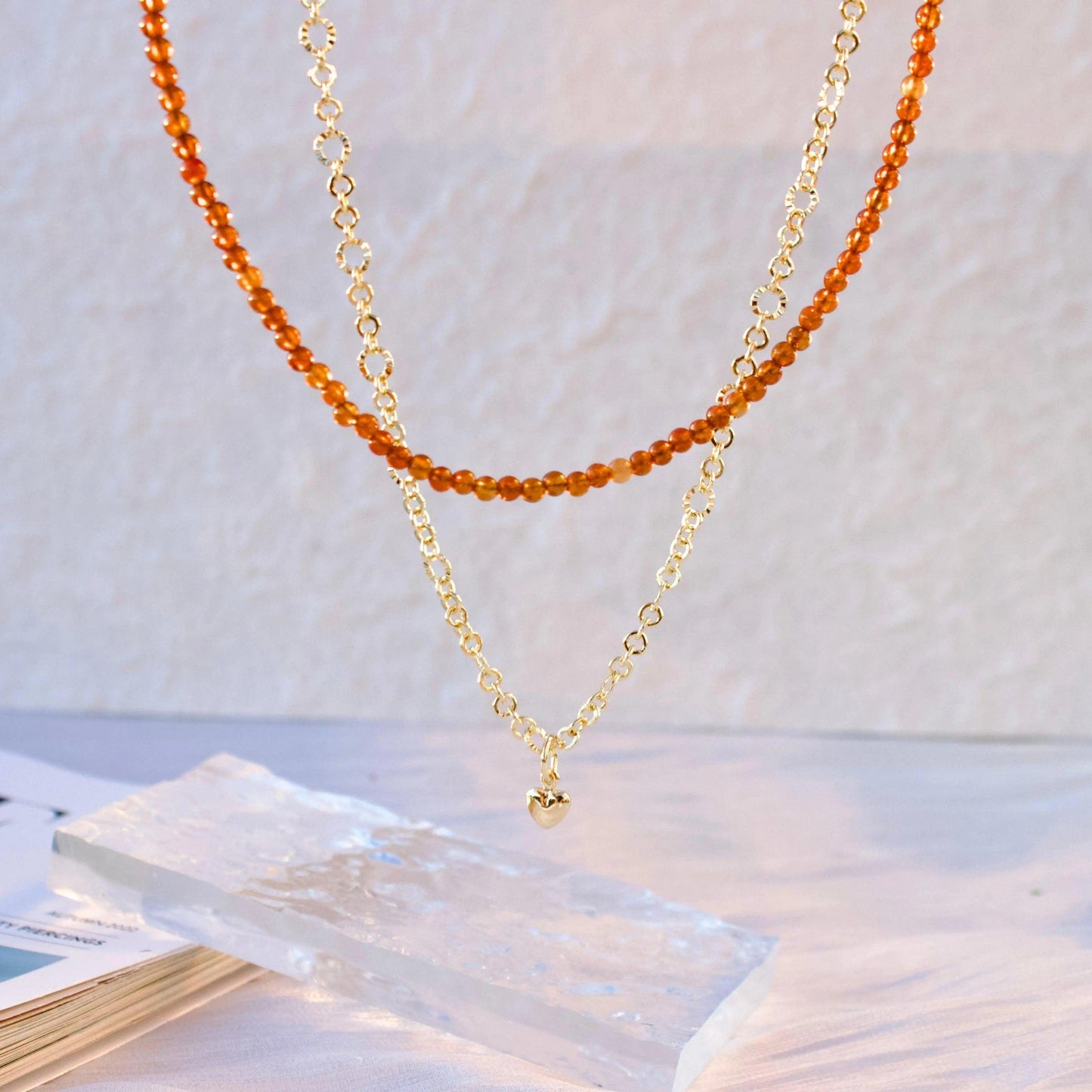 Doppelkette mit orangenem Granat Schmuck Online ¦ JK Jewelry & Accessories