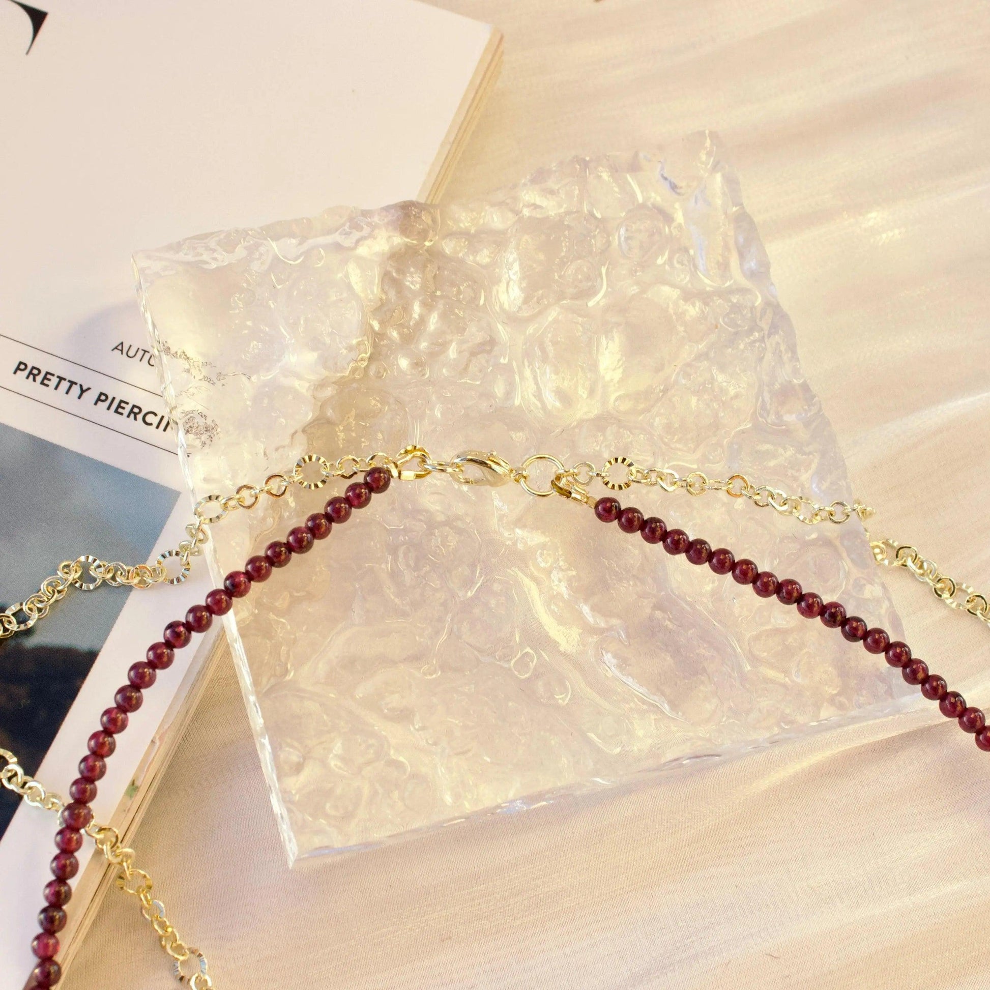 Doppelkette mit weinrotem Granat Schmuck Online ¦ JK Jewelry & Accessories