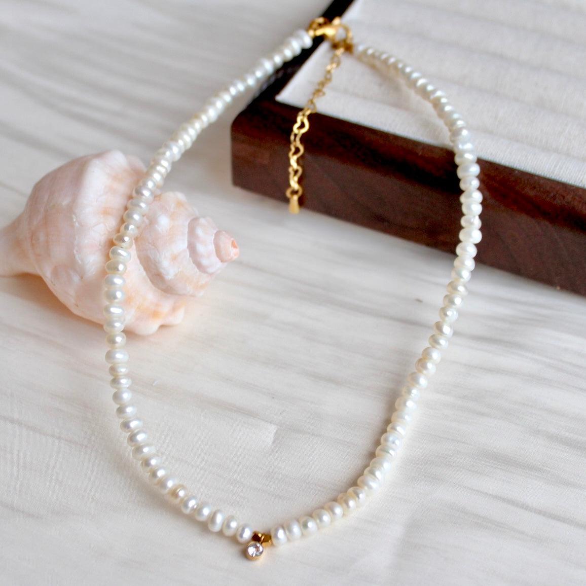 Mina｜5mm klassische Perlenkette mit Zirkonia - JK Jewelry & Accessories