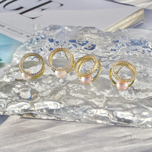 Rosa & weisse｜Zirkonia goldene Ring mit Perlen Schmuck Online ¦ JK Jewelry & Accessories