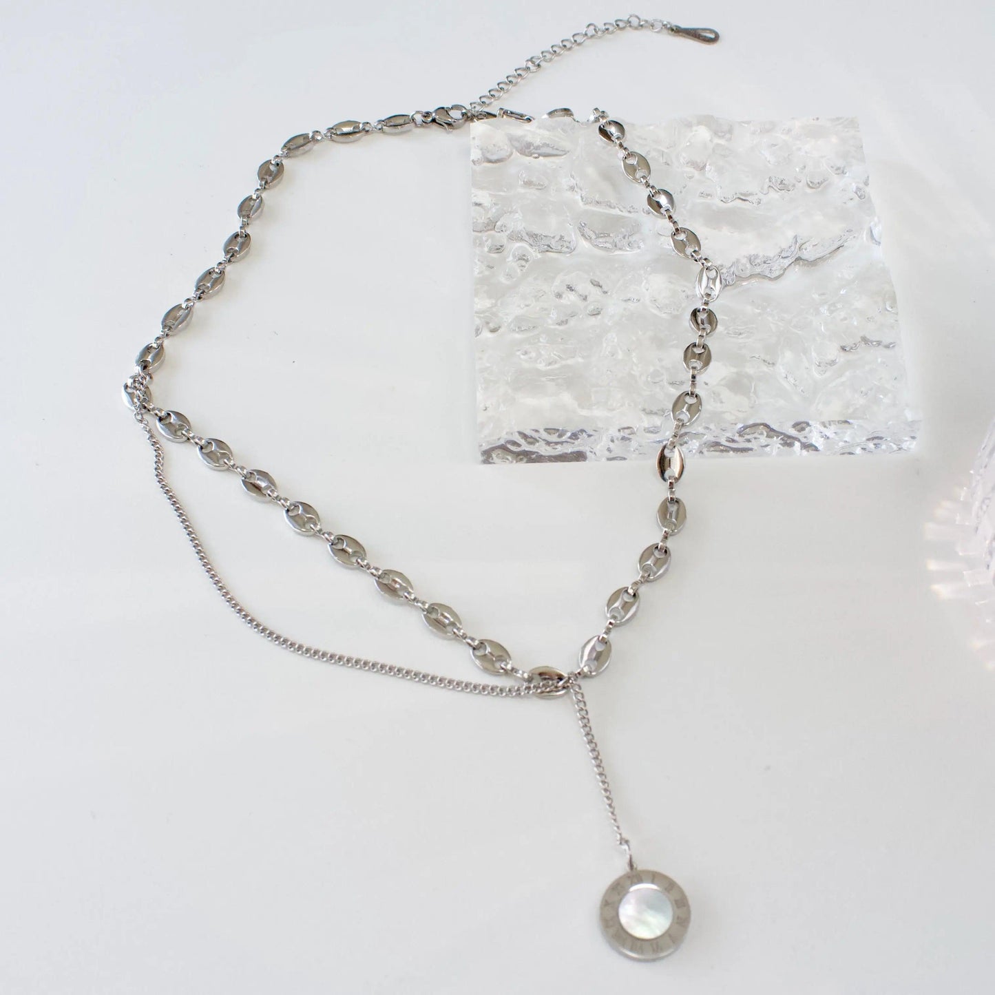 Y-Halskette mit Rundes Perlmutt Schmuck Online ¦ JK Jewelry & Accessories